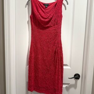 Ralph Lauren Raspberry Lace Midi Dress